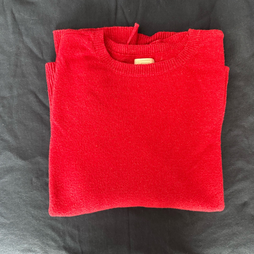 Valentine’s Day LC Lauren Conrad Red Crew Neck Sweater with Heart Elbow Patches